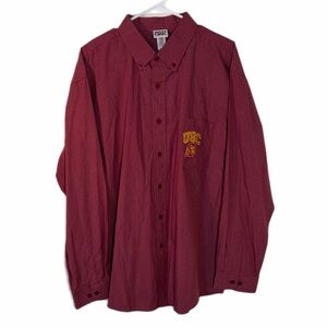 Red Oak Sportswear Men's USC Trojan  Red Check Casual Button Down Shirt Size XL